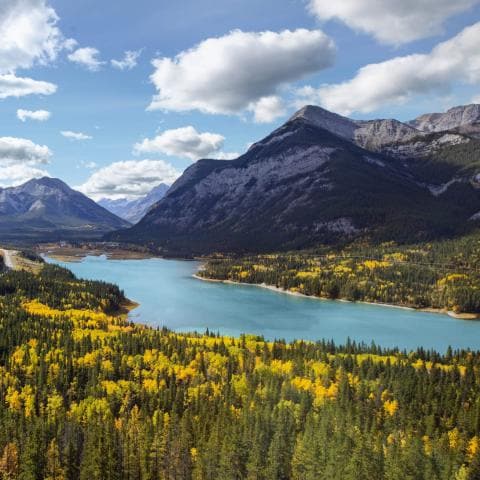 mountains and river