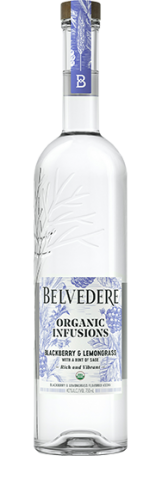 Bottle of Blackberry and Lemongrass Organic Infusion Belvedere Vodka