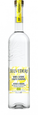 Bottle of Lemon & Basil Organic Infusion Belvedere Vodka