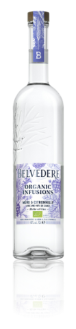 Bottle of Blackberry and Lemongrass Organic Infusion Belvedere Vodka