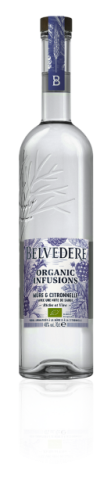 Bottle of Blackberry and Lemongrass Organic Infusion Belvedere Vodka