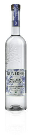 Bottle of Blackberry and Lemongrass Organic Infusion Belvedere Vodka