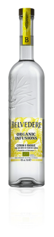 Bottle of Lemon & Basil Organic Infusion Belvedere Vodka